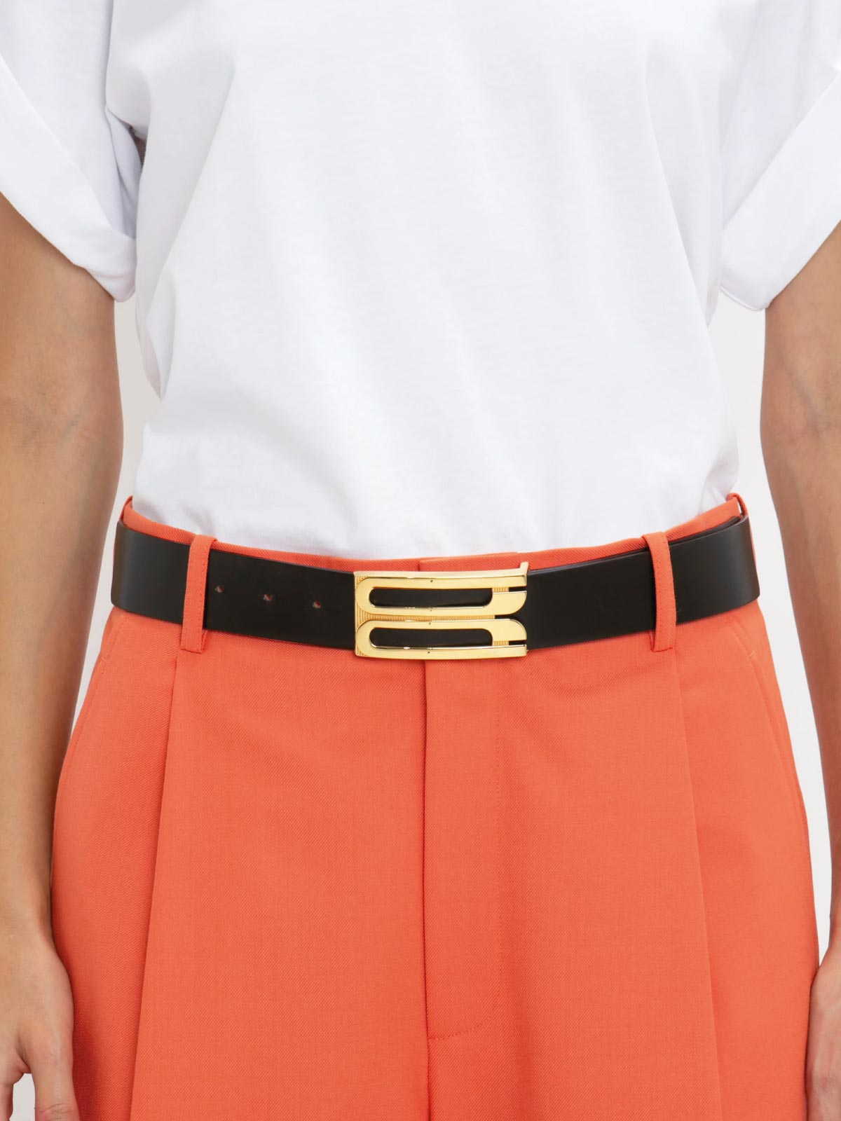 ベルト Victoria Beckham Tonal Jumbo Frame Belt Tonal Jumbo Frame Belt In Dark Khaki Smooth Leather